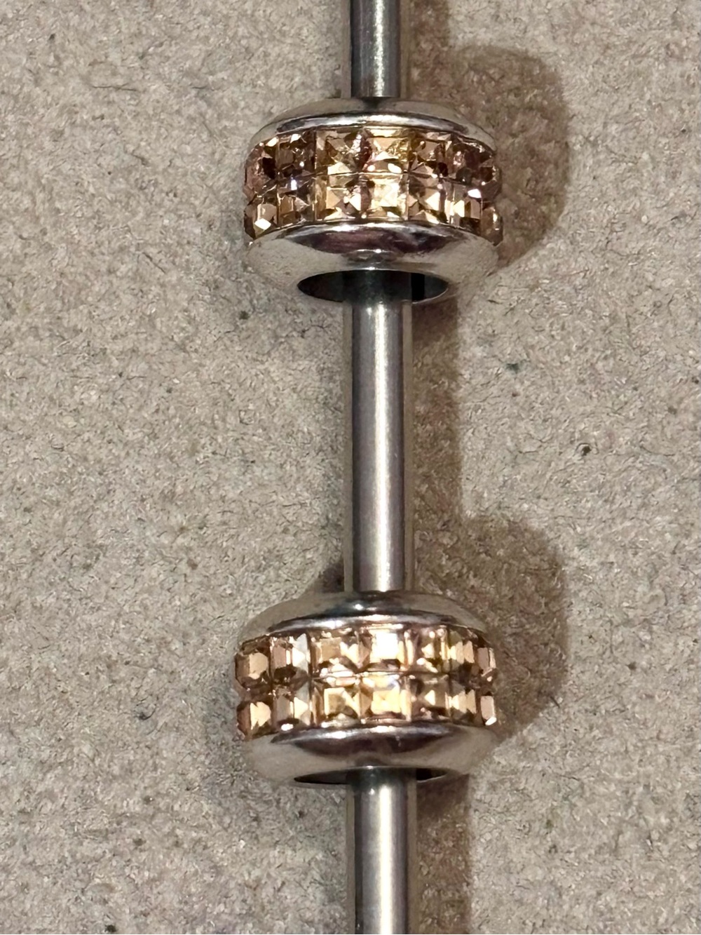 🆕Listing! Two Brighton Spectrum beads Silver-Topaz Golden brown square crystals